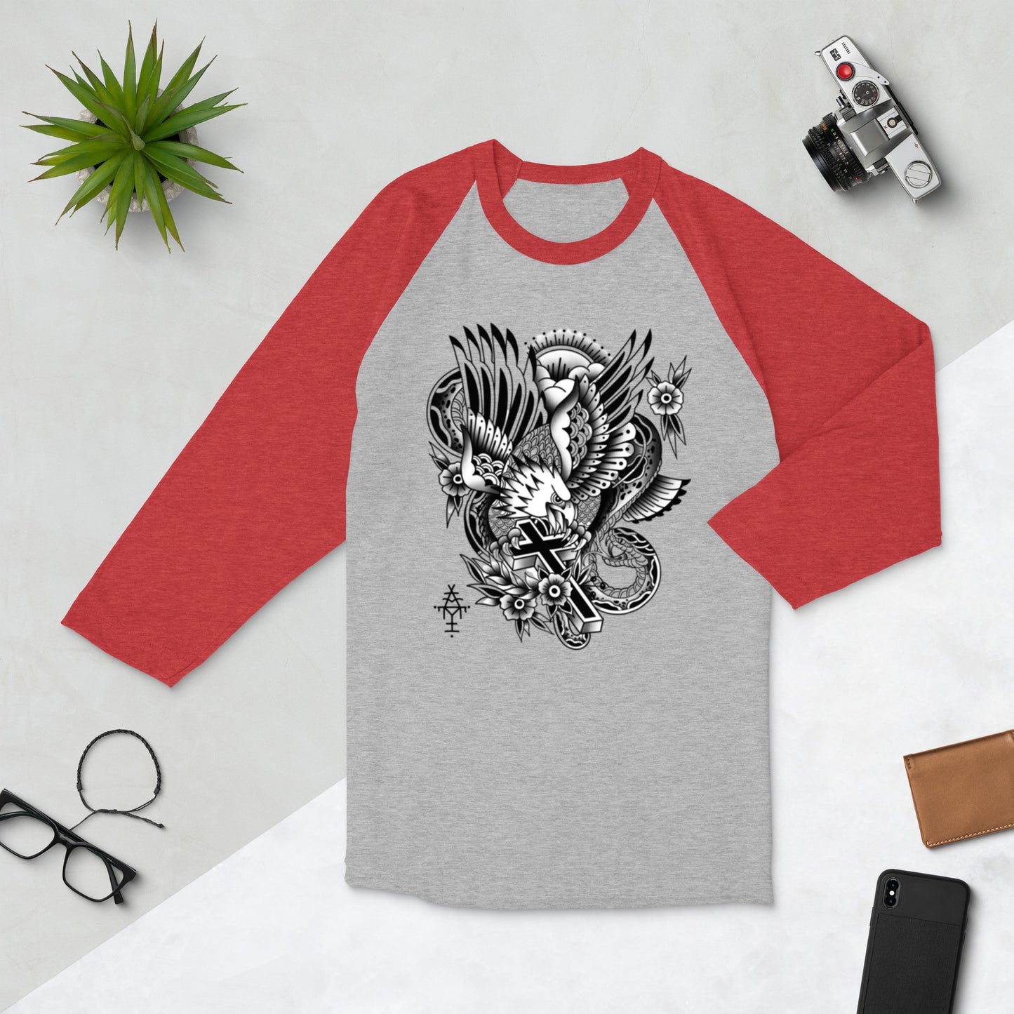 @tattooske 3/4 sleeve raglan shirt